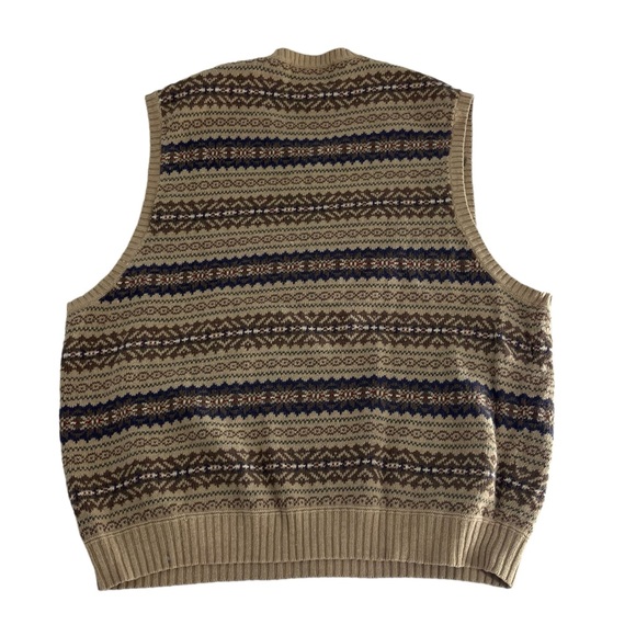 VTG Polo By Ralph Lauren Sweater Vest Mens XXL Biege Fair Isle Sportsman Aztec - Picture 7 of 7